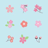 Conjunto de flores de cerezo delineadas vector