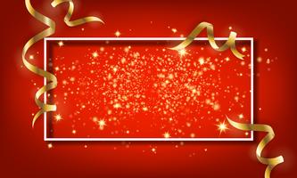 Golden sparkle particle and falling ribbon background. Vector il