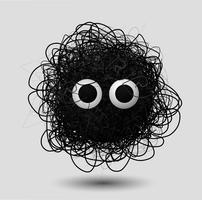 Cute cartoon furry ball with googly eyes.