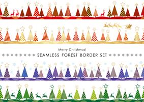 Set of Christmas seamless forest borders.