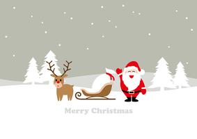 Seamless winter landscape with Santa Claus, a reindeer, and a sleigh. vector