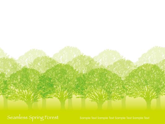 Seamless forest in spring colors with text space.