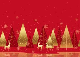 Seamless winter forest background with reindeers. vector