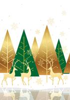 Seamless winter forest background with reindeer. vector