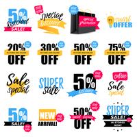 Colorful sale stickers collection vector