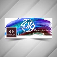 New Year 2019 social media colorful banner template vector