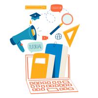 Educación, cursos de capacitación en línea, ilustración vectorial plana de educación a distancia vector