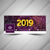 Happy New Year 2019 social media banner template vector