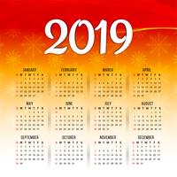 Abstract New Year 2019 colorful calender design vector