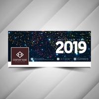 New Year 2019 social media colorful banner template vector