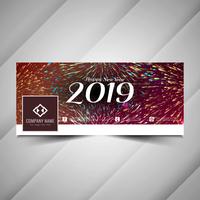 New Year 2019 social media colorful banner template vector