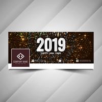 Happy New Year 2019 social media banner template vector