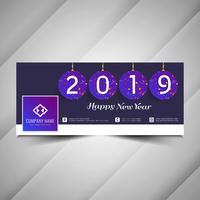 New Year 2019 social media colorful banner template vector