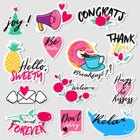 Collection of flat design social network stickers vector