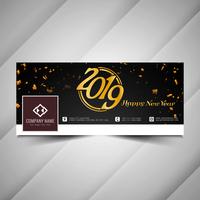 Happy New Year 2019 social media banner template vector