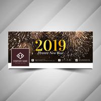 Año nuevo 2019 elegante diseño de banner de redes sociales vector