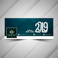 Diseño de banner decorativo año nuevo 2019 redes sociales vector