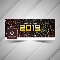 New Year 2019 social media colorful banner template vector