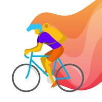 Flat Man Bicycle Vector Illustration