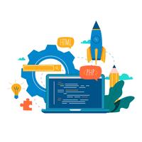 Coding, programming, application development flat vector illustration design
