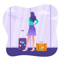 Woman With Suitcase Vector