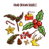 Christmas Doodle art Set. Vector Illustration