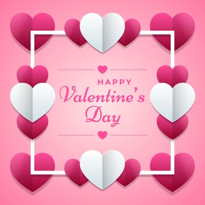 Valentines Day Pink Poster With Hearts Ornament Background