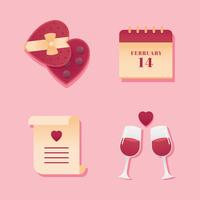 Valentines Day Elements Set Vector