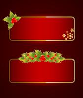Christmas banners with holly berries vector