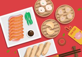 Chinese New Year Pig Dinner Vector Illustration