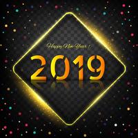 2019 Happy New Year text colorful shiny background vector