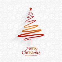 Merry christmas minimal line tree background vector