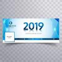 Diseño de plantilla de banner de cubierta de facebook año nuevo 2019 vector