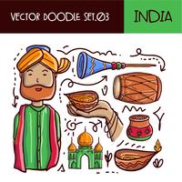 Día de la república india Doodle conjunto de iconos vector