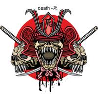 samurai skull sign vector