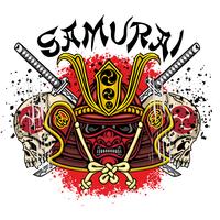 samurai skull sign vector
