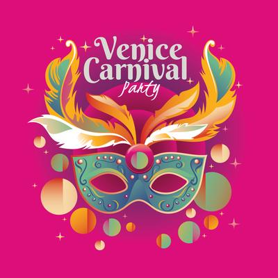 Happy Venice Carnival Party Concept with Venetian Mask Illustration