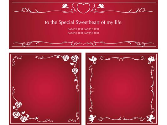 Set of vector message frames for Valentine’s Day, etc.