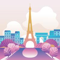 Illustration with Eiffel Tower Paris vector