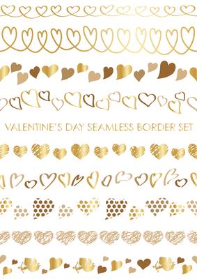 Set of Valentine’s Day seamless borders.