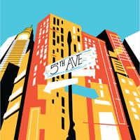 5 avenue sSgn en la ciudad de Nueva York con Skyline abstracto vector