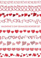 Set of Valentine’s Day seamless borders. vector