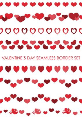 Set of Valentine’s Day seamless borders.