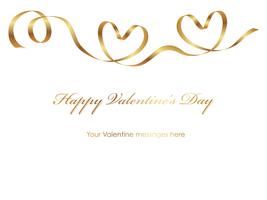 Valentine card template with a gold ribbon and text space. vector