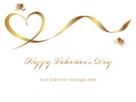 Valentine card template with a gold ribbon, cupids, and text space. vector