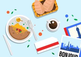 Paris Food Top View Vector Illustration