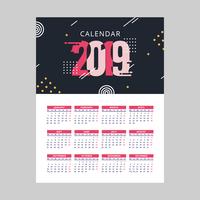 2019 Printable Calendar Vector