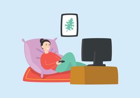 Young Girl Watching TV vector