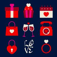 Retro Happy Valentine Day Icon Element Set vector