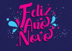 Feliz Ano Novo letras a mano Vector